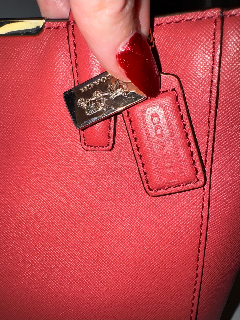 Coach Madison Mini North South Tote Crossbody Saffiano Leather Pink Coral - Picture 15 of 16